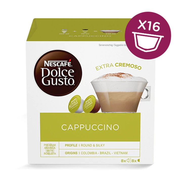Nescafe Dolce Gusto Cappuccino Coffee Pods - 16 Capsules